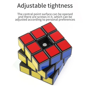 Detail of adjustable tension screw and internal structure of 3x3 educational magic cube
