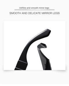 Detail view of the fine and smooth black high-gloss sunglasses temple with polished finish