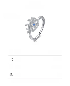 Detailed view of S925 sterling silver evil eye ring with blue zircon and white diamonds
