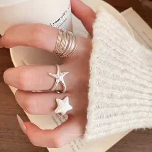 Anello Aperto Stella Marina Multistrato Minimalista Gioielli In Rame Regolabili Per Donna