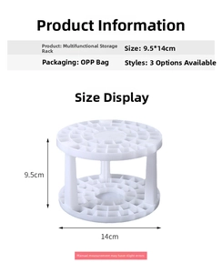 Macro view of white circular makeup brush holder with multi-slot storage grid