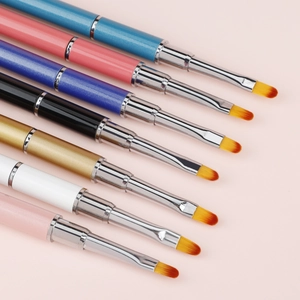 Set of 7 professional dual-ended nail art brushes with colorful metallic handles