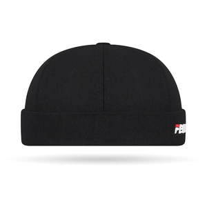 Klassische schwarze Baumwoll-Dockermütze ohne Krempe mit FEWK-Stickerei für Damen und Herren
