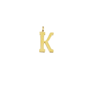 Polished gold stainless steel letter K pendant with hanging ring for DIY jewelry making