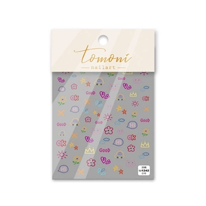 Close-up of 5D embossed nail art stickers with colorful graffiti flowers and stars