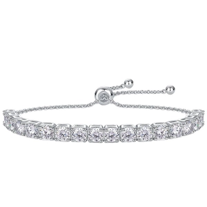 Elegant 925 silver tennis bracelet for women with adjustable moissanite sliding clasp