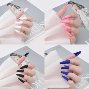 Unghie Finte Opache Lunghe Forma Bara Ballerina Punte Artificiali Copertura Completa Per Donne