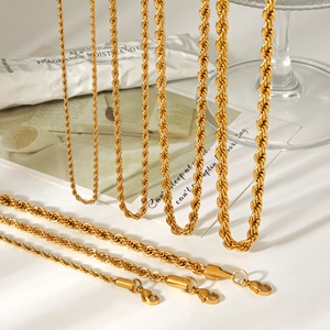 Detailed comparison of various 18k gold plated stainless steel rope chain sizes with lobster clasp