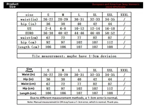 Detailed sizing chart for high waist ripped skinny jeans including waist and hip measurements