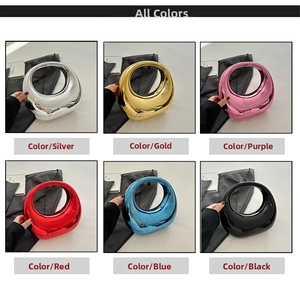 Modern acrylic box bags in six metallic finishes including silver, gold, and purple