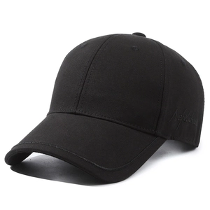 Classic black cotton baseball cap with embroidered lettering and a six-panel crown
