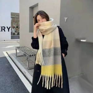 Winter Warm Viscose Plaid Scarf For Unisex Long Gradient Striped Scarf With Tassels Soft Autumn Winter Neck Warmer Shawl