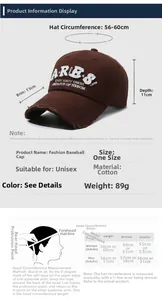 Size chart showing adjustable 56-60cm head circumference for the cotton baseball cap