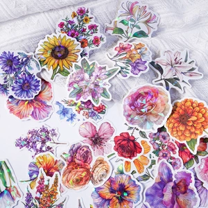 Detailed holographic floral vinyl stickers with laser finish on white knit background