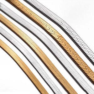 Flat gold and silver stainless steel snake bone blade chains for men and women
