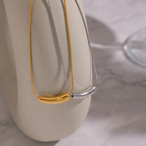 Minimalist Pendant Necklace 304 Stainless Steel 18K Gold Plated Waterproof Hypoallergenic Geometric Arc Snake Chain