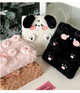 Detail of colorful plush A6 photocard binders with 3D cartoon animal ear designs