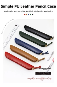 Detailansicht minimalistischer PU-Leder Mäppchen mit Metallreißverschluss in fünf Farben