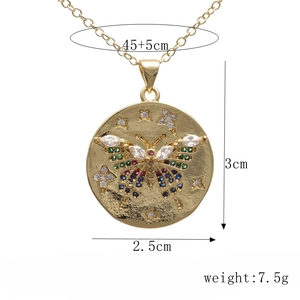 Detailed size and weight specs of the gold butterfly pendant necklace with colorful gems