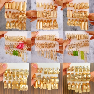 Geometric Hoop Earrings And Studs For Women Alloy Faux Artificial Pearl Rhinestone Multi Style Jewelry Elegant Fashion Accessories