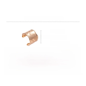 Detailed view of rose gold pleated iron cuff bracelet showing dimensions and weight