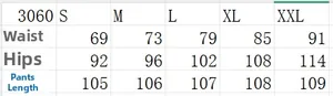 Size chart for high waist flare jeans with waist, hip and length measurements in cm