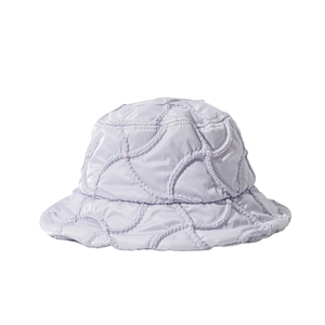 Light purple quilted fisherman bucket hat with stylish wave stitching on glossy fabric