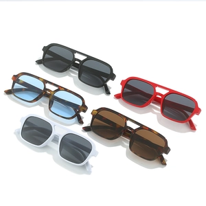 Square double-bridge sunglasses set with multiple frame colors and protective lenses