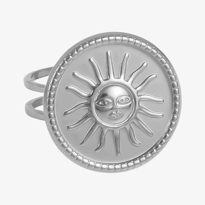 Detailed macro view of the 304 stainless steel sun face relief and split shank design