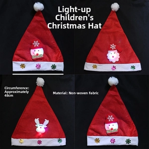 Detail of luminous Christmas hats for children with 48cm circumference and LED patterns