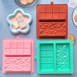 Silicone Chocolate Mold Geometric Diamond And Square Grid Candy Bar Tray For Baking Cake Decoration