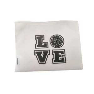 Translucent EVA storage bag with black volleyball LOVE print and secure zipper