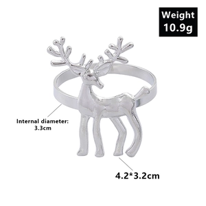 Silver elk alloy napkin ring with reindeer design for Christmas table decoration