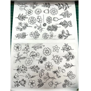 Bohemian floral water-soluble embroidery stabilizer sheet for DIY hand stitching projects