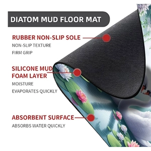 Détail montrant la structure à 3 couches du tapis de bain antidérapant en diatomite