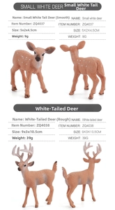 Detailed comparison of white-tailed deer figurine models with dimensions and weight specs