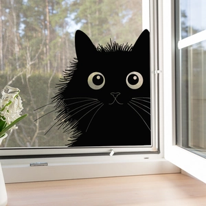 Peeking black cat silhouette window sticker for creative home glass decoration