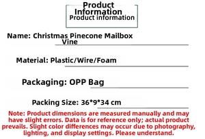 Detailed specifications of the Christmas pine cone mailbox garland decoration