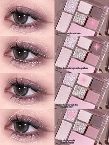 Detailliertes 4-Schritte-Augen-Make-up-Tutorial mit staubiger Rosé-Lila-Lidschattenpalette