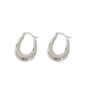 Minimalist S925 sterling silver U-shaped chunky hoop earrings with polished finish