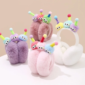 Cute Cartoon Plush Earmuffs For Women Kids Dopamine Ugly-Cute Monster Winter Warm Faux Fur Foldable Ear Covers Outdoor Cold Protection