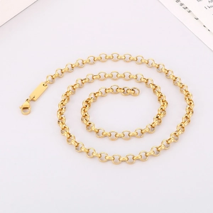 Stainless Steel Rolo Link Chain Necklace Bracelet Rectangle Blank Tag Pendant Minimalist Punk Hip Hop Jewelry Unisex