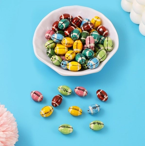 Colorful ceramic American football shaped beads for DIY jewelry bracelets and necklaces
