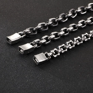 Retro square link stainless steel bracelets for men in vintage silver finish