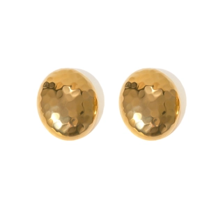 Minimalist 18k gold plated stainless steel hoop earrings with hammered disco mosaic texture