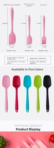 Dettagli del set di spatole e pennelli in silicone colorato in rosa, rosso, blu e verde
