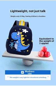 Mochila ligera azul marino de dinosaurio de 0,14kg, igual que tres manzanas