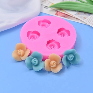 Stampo in silicone rosa a 4 cavità per rose 3D per dolci e creazioni fai-da-te