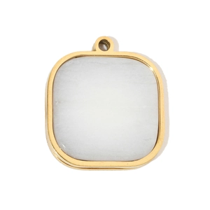 Detail of square natural stone pendant with gold stainless steel frame for necklaces