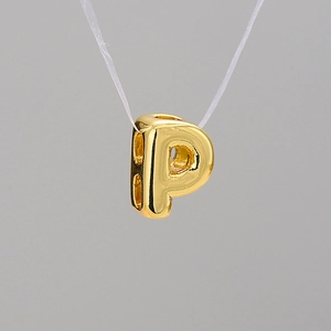 3D bubble letter P pendant with gold plating for DIY jewelry and custom necklaces